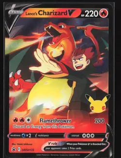 Pokemon Lance's Charizard V SWSH133 Celebrations Holo Black Star Promo NM - Image 1