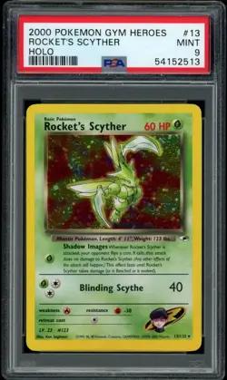 2000 Pokemon Gym Heroes Team Rocket's Scyther 13/132 Holo PSA 9 MINT - Image 1