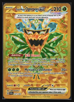 Pokemon Teal Mask Ogerpon ex 221/167 Twilight Masquerade Gold Hyper Rare Holo NM - Image 1