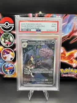 PSA Mint 9 2025 POKEMON DRI EN-ILLUSTRATION RARE #199 TEAM ROCKET'S WEEZING - Image 1
