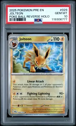 2025 POKEMON PRE EN-PRISMATIC EVOLUTIONS POKE BALL REVERSE HOLO JOLTEON PSA 10 - Image 1