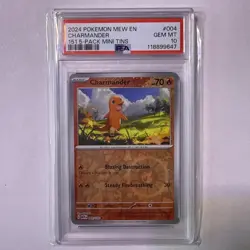 2024 Pokemon Mew EN-151 Charmander #004 151 5-Pack Mini Tin PSA 10 - Image 1