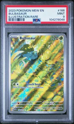 2023 POKEMON MEW EN-151 ILLUSTRATION RARE #166 BULBASAUR PSA 9 - Image 3