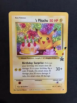 Pokemon Pikachu Birthday Card 24-Holo Celebrations Promo - Image 1