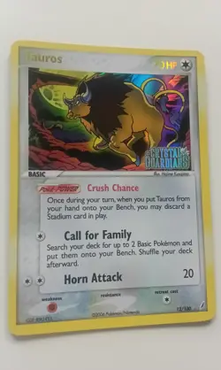 Tauros 12/100 EX Crystal Guardians Stamped Holo Rare Pokemon Card 2006 TCG NM - Image 1