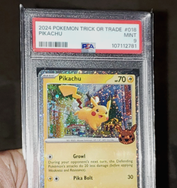 **Triple** Swirl PSA 9 Pikachu 2024 Trick or Trade Halloween Cosmos Pokemon Card - Image 2
