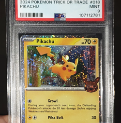 **Triple** Swirl PSA 9 Pikachu 2024 Trick or Trade Halloween Cosmos Pokemon Card - Image 3