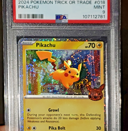 **Triple** Swirl PSA 9 Pikachu 2024 Trick or Trade Halloween Cosmos Pokemon Card - Image 4