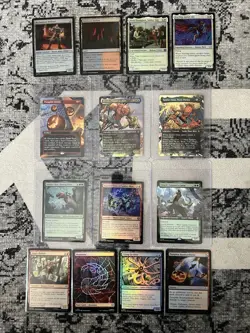 MAGIC THE GATHERING SPIDER-MAN 14 CARD LOT - Mythics, Rares, Commons-Foil & Non - Image 1