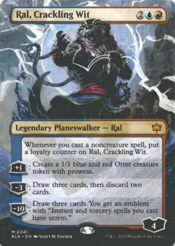 MTG Ral, Crackling Wit (Borderless) Normal NM Bloomburrow Magic 341 - Image 1