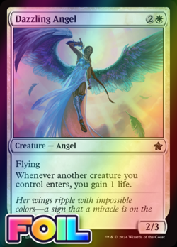 x1 Dazzling Angel FDN Foundations MTG 9 FOIL COMMON M/NM 1x - Image 1