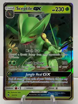 Pokemon Sceptile GX 22/214 Lost Thunder Sun & Moon ULTRA RARE - Image 2
