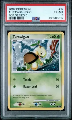 2007 Pokemon Turtwig Holo Pop Series 6 17/17 PSA 6 EX MINT - Image 1