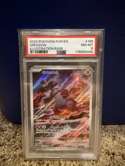 2023 POKEMON PARADOX RIFT 199/182 GROUDON ILLUSTRATION RARE- PSA 8 - Image 1