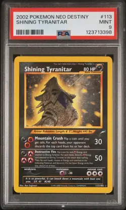 2002 POKEMON NEO DESTINY #113 SHINING TYRANITAR PSA 9 - Image 1