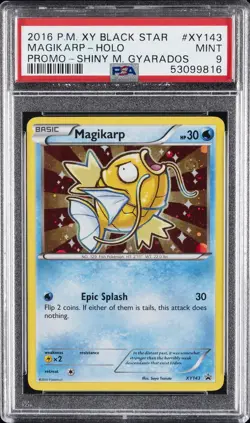 2016 POKEMON XY BLACK STAR PROMO SHINY MEGA GYARADOS #XY143 MAGIKARP-HOLO PSA 9 - Image 1