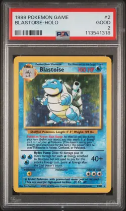 1999 POKEMON BASE SET UNLIMITED #2 BLASTOISE-HOLO PSA 2 - Image 1
