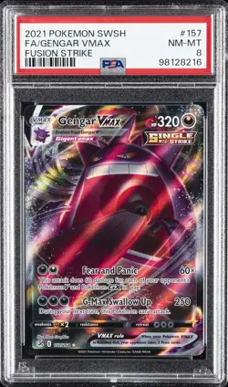 2021 POKEMON SWORD & SHIELD FUSION STRIKE #157 FULL ART/GENGAR VMAX PSA 8 - Image 1