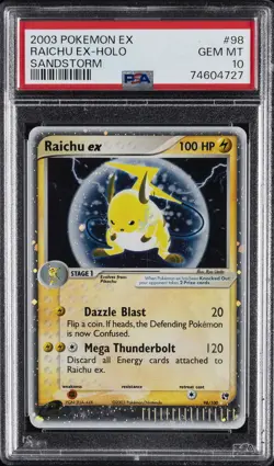 2003 POKEMON EX SANDSTORM #98 RAICHU EX-HOLO PSA 10 - Image 1
