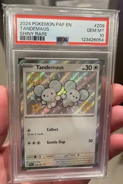 2024 Pokemon PAF En-Paldean Fates Shiny Rare Card #209 Tandemaus PSA 10 - Image 3
