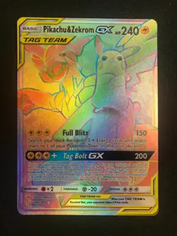 Pokemon Pikachu & Zekrom GX Team Up Card 184/181 Secret Rare SM Rainbow Holo - Image 1