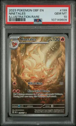 2023 POKEMON OBF EN-OBSIDIAN FLAMES ILLUSTRATION RARE #199 NINETALES PSA 10 - Image 1