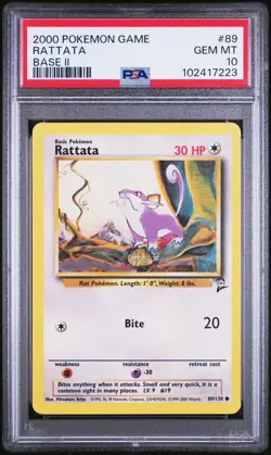 2000 Pokemon Base 2 # 89 Rattata PSA 10 Card GEM MINT! Trusted Seller Free Ship! - Image 1