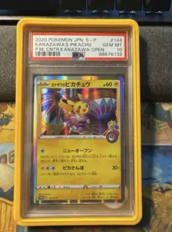 Pokemon PSA 10 GEM MINT 2020 Kanazawa's Pikachu Japanese Center Card 144/S-P - Image 1