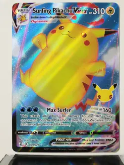 HOLO Surfing Pikachu VMAX 009/025 NM / M - Pokemon 25th Celebrations Card - Image 1