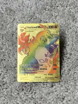Pokemon Unique Charizard VMax HP330 Hi-Gloss Gold Foil Fan Art Card LP - Image 1