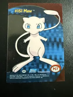 2000 TOPPS POKEMON TV ANIMATION CLEAR CARDS MEW #PC 7 - Image 2