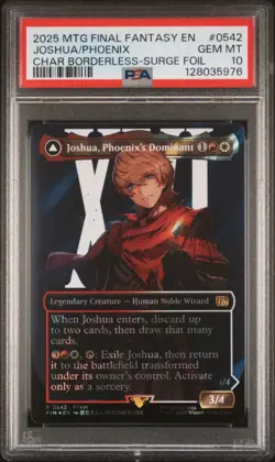 Joshua, Phoenix's Dominant Final Fantasy MTG Borderless Surge Foil GRADED PSA 10 - Image 1