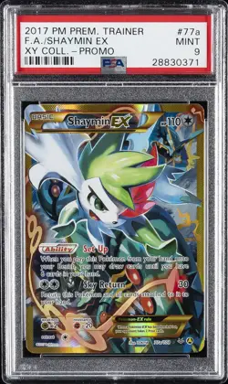 2017 POKEMON PREMIUM TRAINER XY COLL PROMO #77A FULL ART/SHAYMIN EX PSA 9 - Image 1