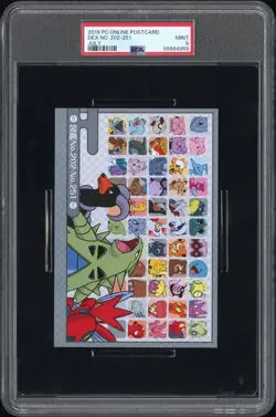 2019 POKEMON CENTER ONLINE MONTHLY POSTCARD JULY 2019 DEX NO. 202-251 PSA 9 - Image 1
