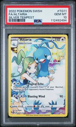2022 POKEMON SWORD & SHIELD SILVER TEMPEST #TG11 FULL ART/ALTARIA PSA 10 - Image 1