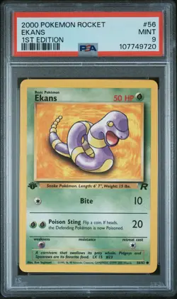 2000 POKEMON ROCKET 1ST ED #56 EKANS PSA 9 - Image 1