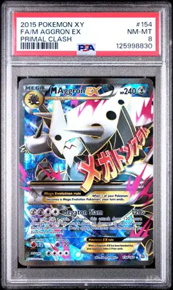 2015 POKEMON XY PRIMAL CLASH 154 FULL ART/M AGGRON EX PSA 8 NM-MT - Image 1
