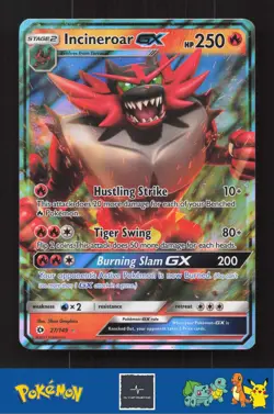 2017 Pokemon SM Sun & Moon Base Set 27/149 Incineroar GX - Image 1