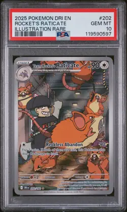 2025 POKEMON DRI EN-DESTINED RIVALS #202 TEAM ROCKET'S RATICATE PSA 10 - Image 1