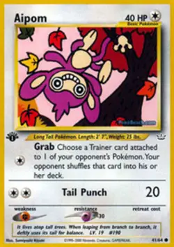 Pokemon - Aipom - 41/64 - Common - 1st Edition - Neo Revelation - NM - Image 1