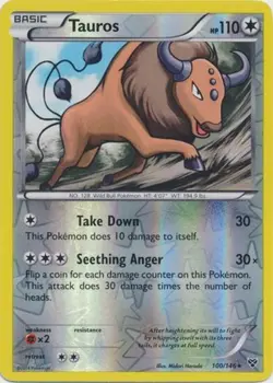 Pokemon - Tauros - 100/146 - Rare - Reverse Holo - XY - Base Set - NM - Image 1