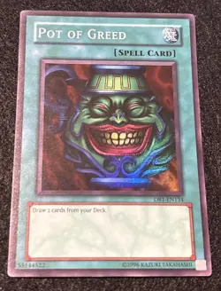 yugioh Pot Of Greed Super Rare Db1-EN134 Super North American Near Mint - Image 1