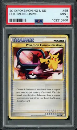 PSA 9 MINT Pikachu Pokemon Communication 98/123 HG & SS 2010 Graded Pokemon Card - Image 1