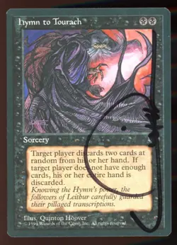 SIGNED 1994 Fallen Empires Hymn Tourach ~ Vintage MTG/Magic ~ NM/MINT+ Condition - Image 1