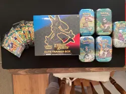 POKEMON CROWN ZENITH ETB, 5 MINI TINS FULL ART SET & 5 PACKS SEALED!!! 820650851476 - Image 1