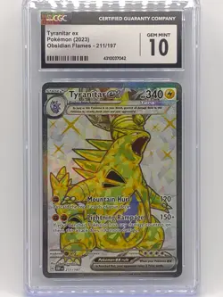 Pokemon 2023 Obsidian Flames Tyranitar ex 211/197 Secret Rare CGC 10 Gem Mint - Image 1