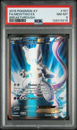 2015 POKEMON XY BREAKTHROUGH MEWTWO EX #157 FULL ART PSA 8 NM - Image 1