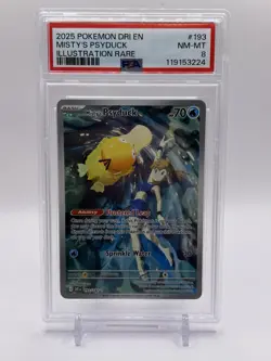 2025 POKEMON SV DRI #193/182 MISTY'S PSYDUCK ILLUSTRATION RARE PSA 8 - Image 1