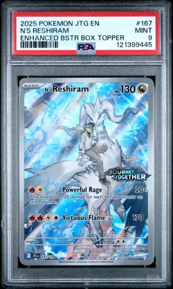 2025 POKEMON JTG EN-JOURNEY TOGETHER #167 N'S RESHIRAM PSA 9 - Image 1