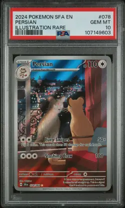2024 POKEMON SFA EN-SHROUDED FABLE ILLUSTRATION RARE #078 PERSIAN PSA 10 - Image 1